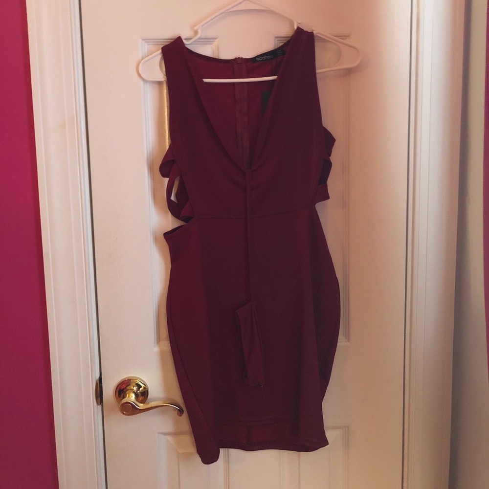 Maroon cutout Boohoo dress